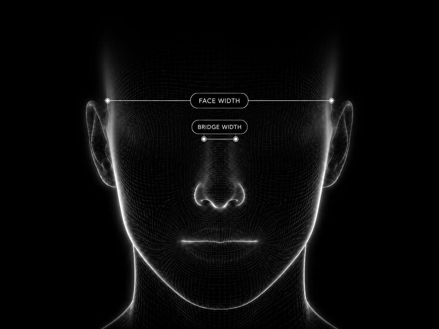 Pryzm face width and bridge width fit calibration graphic